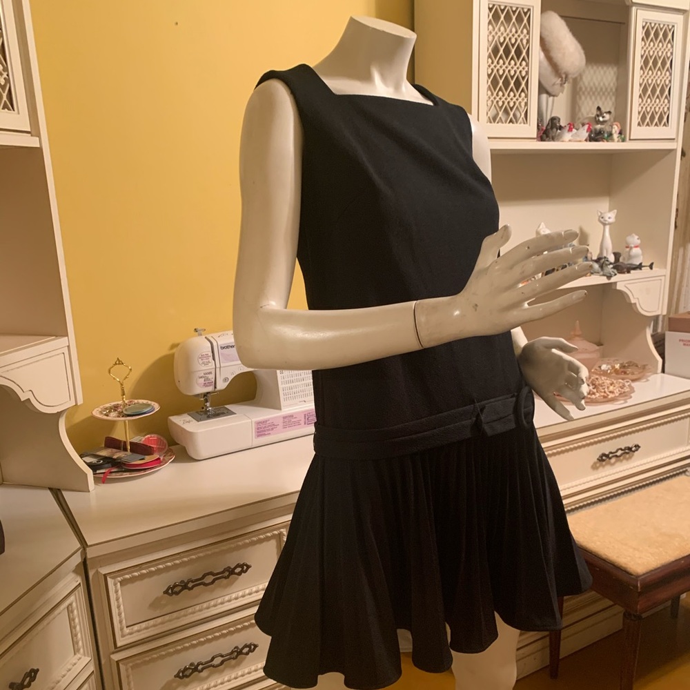 Vintage drop waist black dress. With pleats.